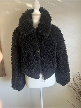 Urban Outfitters Black Faux Shearling Teddy Jacket